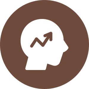 Profile silhouette with upward arrow inside.